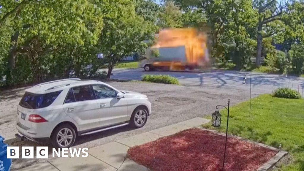 Truck Explodes in Fiery Blast While Driving Through Chicago Suburb Truck Explodes in Fiery Blast While Driving Through Chicago Suburb