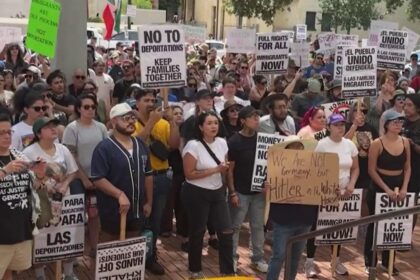 Hundreds Rally in Downtown San Antonio to Protest Immigration Policies and ICE Crackdowns