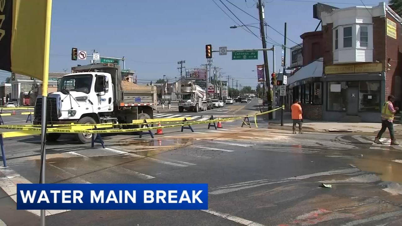 Water Main Break Floods Streets Along Cottman Avenue in Northeast Philadelphia Water Main Break Floods Streets Along Cottman Avenue in Northeast Philadelphia