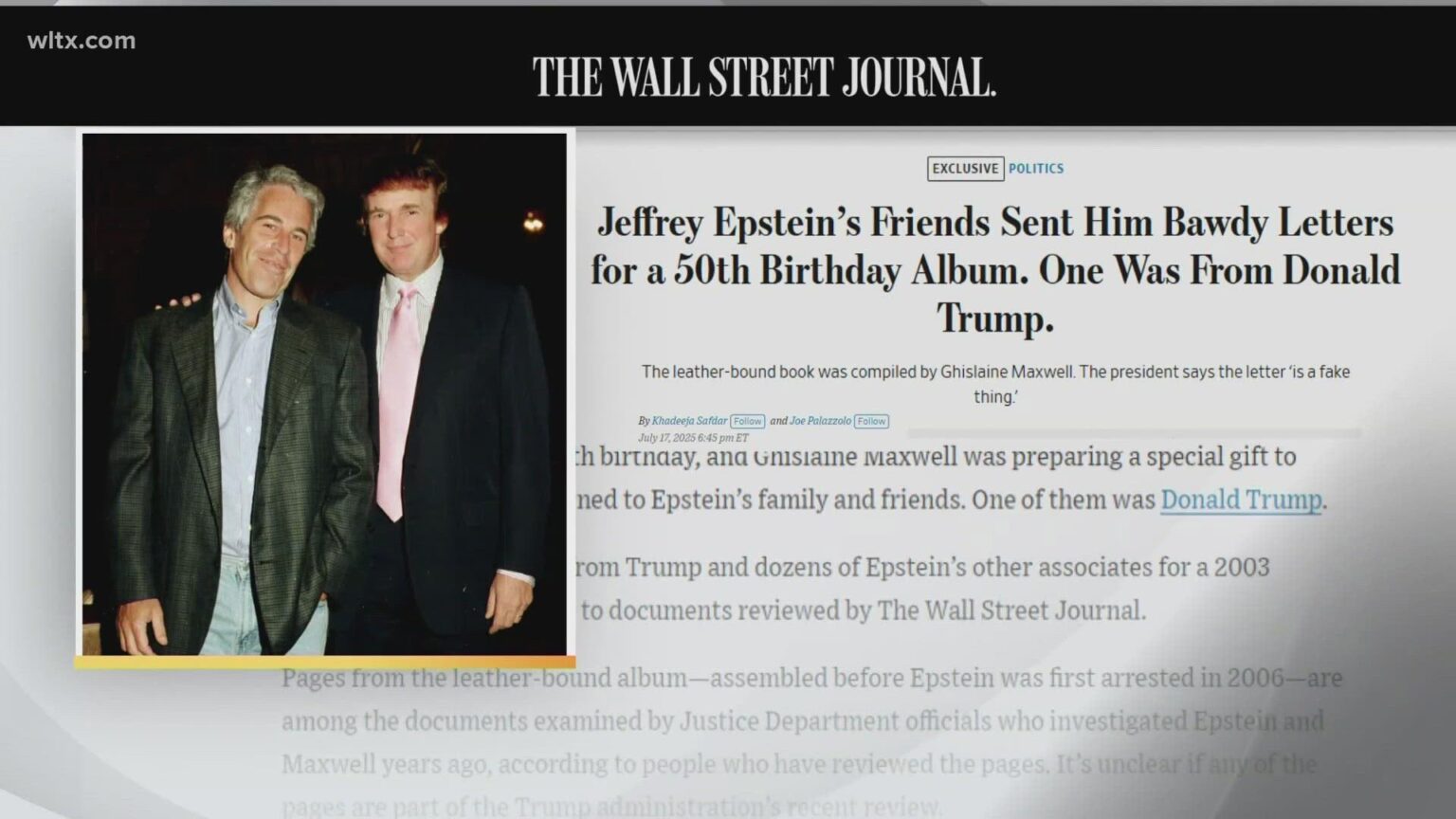 Trump Sues Wall Street Journal and Rupert Murdoch Over Epstein Connection Story