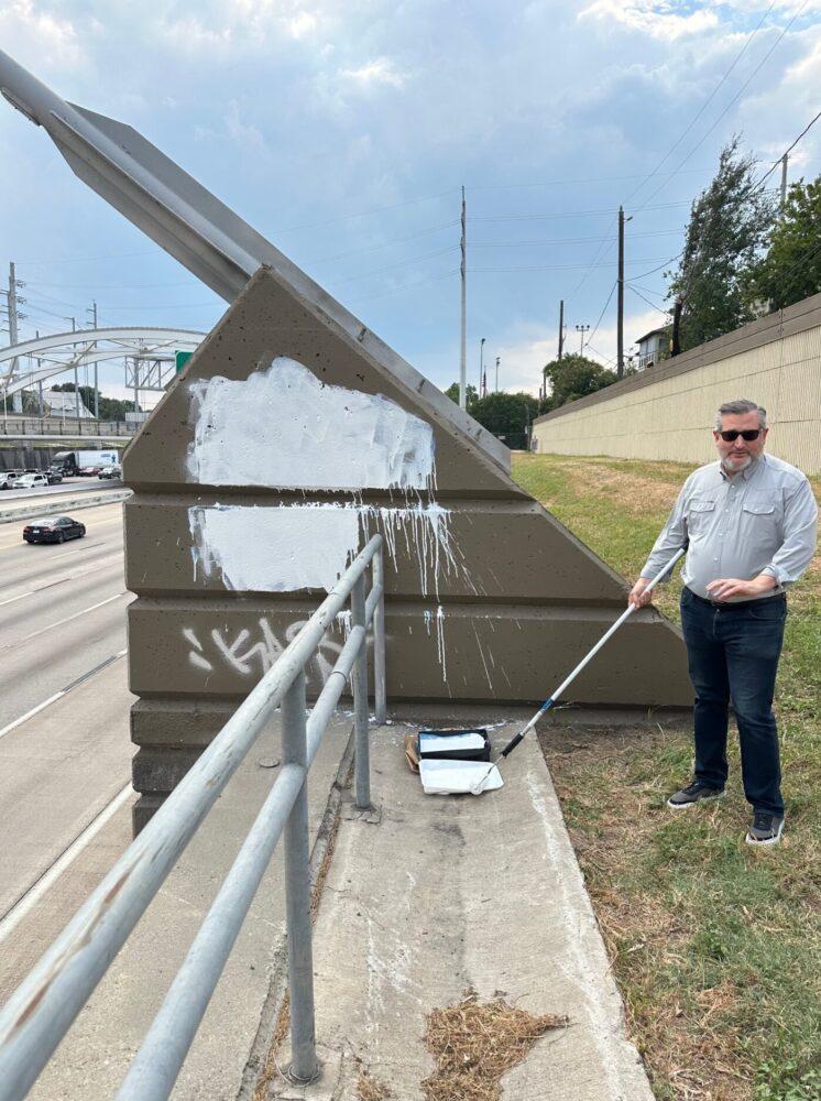 Ted Cruz Takes Action: Paints Over Graffiti Targeting Charlie Kirk in Houston