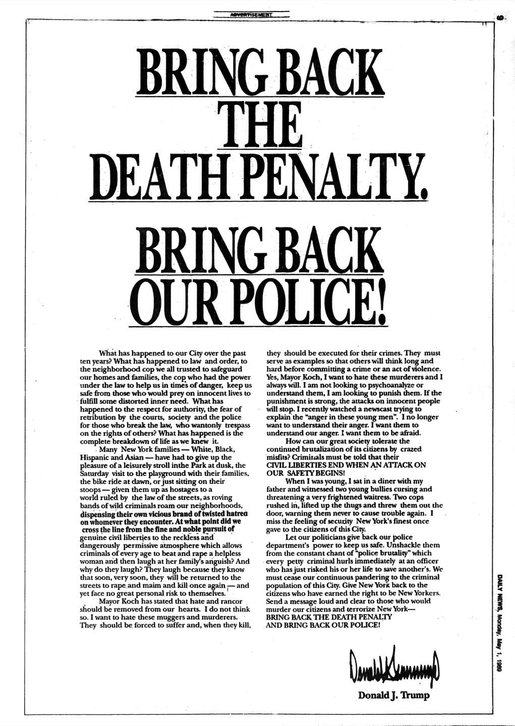 Trump Announces U.S. Will Pursue Death Penalty for Murders Committed in D.C