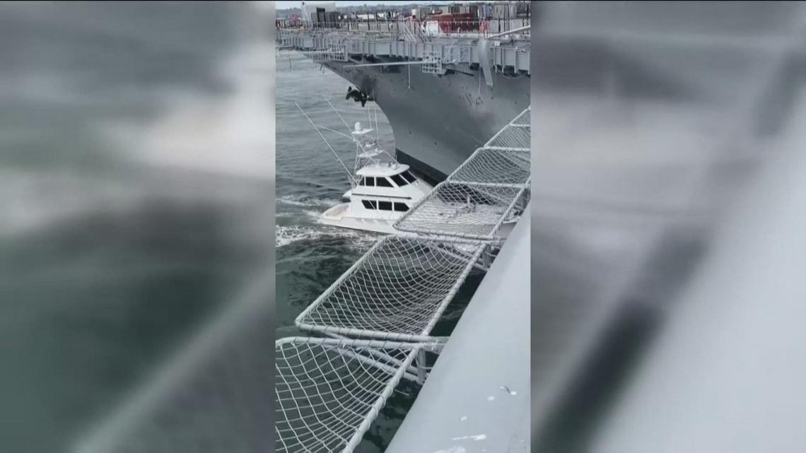 Dramatic Collision: Boat Crashes into USS Midway Museum