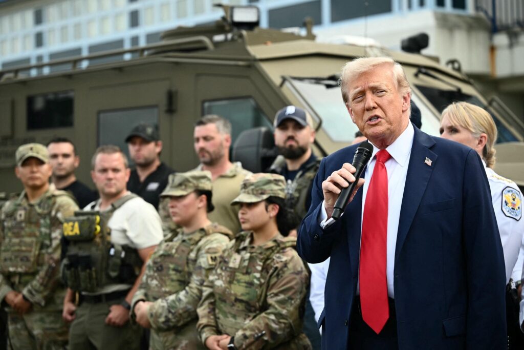 WATCH: Trump Engages with Police and Troops Patrolling Washington, DC WATCH: Trump Engages with Police and Troops Patrolling Washington, DC